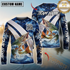 Maxcorners Fishing Blue Lava Smoke Silver Line Design Custom Name & Team Name 3D Shirts