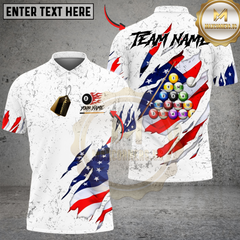 Maxcorners Billiards Ball 8 White And Black Scratch US Flag Personalized Shirt (2 Colors)