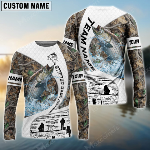 Maxcorners Striped Bass Fishing Camo Fisher Sun Protection Personalized Name, Team Name Long Sleeve Shirt