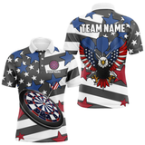 Maxcorners Patriotic American Flag Eagle Dart Shirts For Men Custom Darts Jerseys Team Polo & 1/4 Zip  LM154