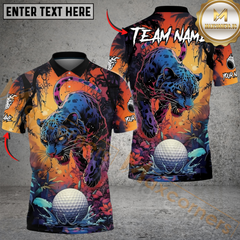 Maxcorners Shadow Panther Golf Polo Shirt Customized Name, Team Name Shirts