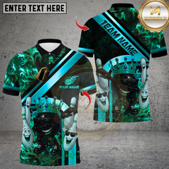 Maxcorners Royal Flames Bowling Multicolor Customized Name, Team Name 3D Shirts