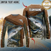 Maxcorners Fishing Leather Pattern Personalized Name, Team Name Long Sleeve Shirt