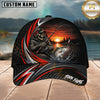 Maxcorners Fishing Skull Angler Red Wave Personalized 3D Cap