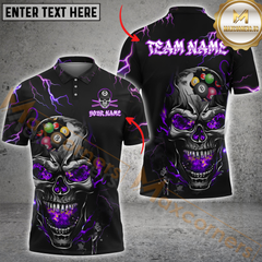 Maxcorners Thunder Lightning Skull Billiard Jersey Multicolor Options Personalized Name, Team Name 3D Polo Shirt
