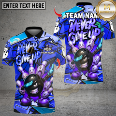 Maxcorners Bowling Funny Ball Never Give Up Multicolor Customized Name, Team Name 3D Shirts