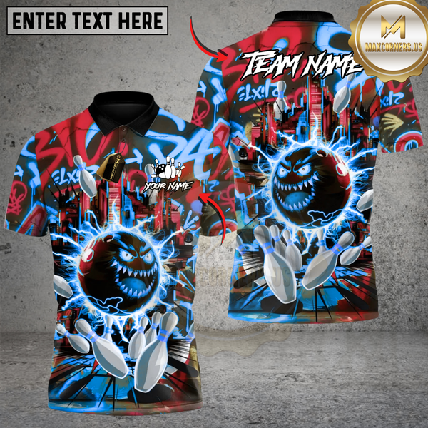 Maxcorners Neon Beast Bowling Multicolor Customized Name, Team Name 3D Shirts
