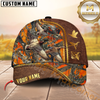 Maxcorners Golden Hunting Orange Camouflage Personalized Name 3D Cap (Deer/Moose/Boar/Elk/Turkey/Duck)