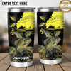 Maxcorners Fishing Tumbler Neon Yellow Sunset Angler Design Personalized Name Tumbler (13 Species)
