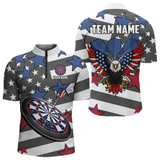 Maxcorners Patriotic American Flag Eagle Dart Shirts For Men Custom Darts Jerseys Team Polo & 1/4 Zip  LM154