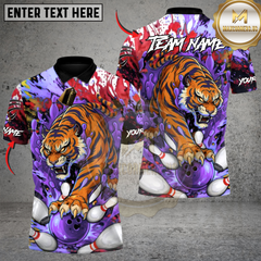 Maxcorners Wild Strike Tiger Bowling Multicolor Customized Name, Team Name 3D Shirts