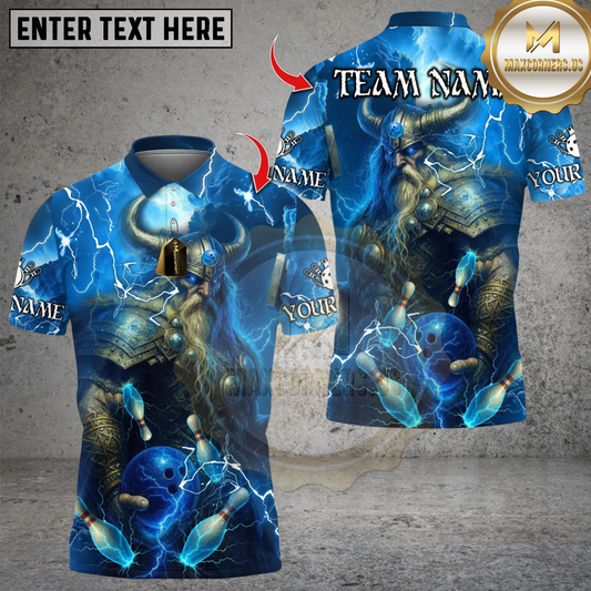 Maxcorners  Thunder Norse Mythology With Bowling Multicolor Customized Name, Team Name 3D Shirts