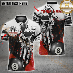 Maxcorners Billiard Skull Splash 8-Ball Multicolor Customized Name, Team Name 3D Shirt