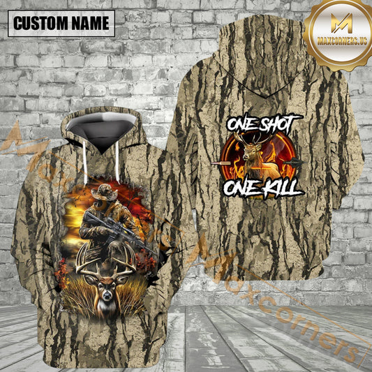 Maxcorners Vintage One Shot One Kill Deer All Over Print Shirt
 Best Gift For Hunter