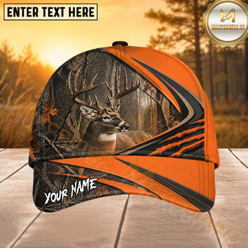 Maxcorners Deer Hunting Blaze Orange Swoosh Personalized 3D Cap