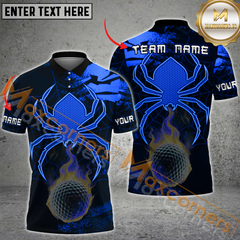 Maxcorners Golf Spider-Themed Ball Flame Multicolor Option Customized Name, Team Name 3D Polo Shirt