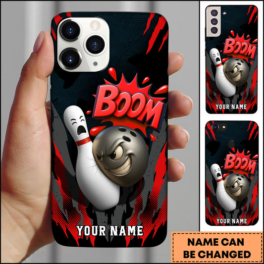 Maxcorners Bowling Boom Ball Pin Multicolor Personalized Name 3D Phone Case