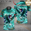 Maxcorners Eagle Strike Lightning Golf Polo Personalized Name, Team Name 3D Shirt (4 Colors)