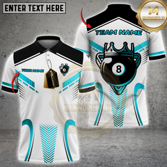 Maxcorners Luxury 8-Ball King Multicolor Customized Name, Team Name 3D Shirts| White