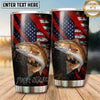 Maxcorners Fishing Tumbler Black Red Patriotic Slash Design Personalized Name Tumbler (13 Species)