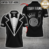 Maxcorners Bowling Tuxedo Crown Ball Black Personalized Name 3D Unisex Shirt