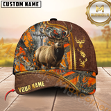 Maxcorners Golden Hunting Orange Camouflage Personalized Name 3D Cap (Multioption)
