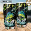 Maxcorners Fishing Tumbler Green Camouflage Moonlight Design Personalized Name Tumbler (13 Species)