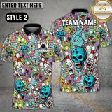 Maxcorners Bowling Zombie Skull Horror Style Customized Name, Team Name 3D Polo Shirt