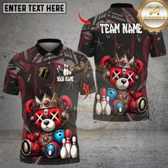 Maxcorners Bowling Cyber Mecha Bear Multicolor Customized Name Team Name 3D Shirts