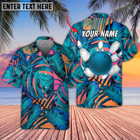 Maxcorners Bowling Tropical Lanes Customized Name, Team Name 3D Hawaiian Shirt