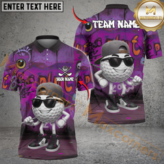 Maxcorners Graffiti Golf Ball Polo Shirt, Custom Name & Team Name 3D Shirts