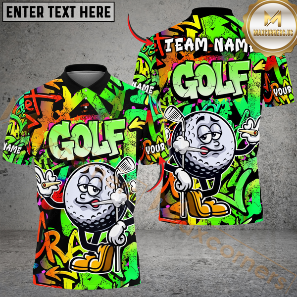 Maxcorners Crazy Swing Golf Polo Shirt, Customized Name & Team Name 3D Shirts (4 Colors)