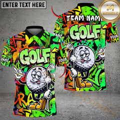 Maxcorners Crazy Swing Golf Polo Shirt, Customized Name & Team Name 3D Shirts (4 Colors)