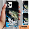 Maxcorners Black Blue Hexagon Water Splash Personalized Name Phone Case (13 Fish Species)