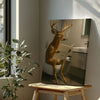 Maxcorners Deer on the Throne – Hilarious Cabin Bathroom Canvas Art LM2611