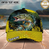 Maxcorners Fishing Yellow Honeycomb Splash Personalized Name 3D Cap (12 Fish Species)
