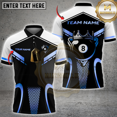 Maxcorners Luxury 8-Ball King Multicolor Customized Name, Team Name 3D Shirts| Black