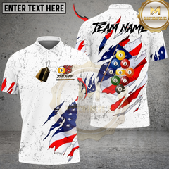 Maxcorners Billiards Ball 9 Black And White Scratch US Flag Personalized Shirt (2 Colors)