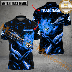 Maxcorners Darts Dragon Fire Flame Mutilcolor Options Personalized Name, Team Name 3D Polo Shirt