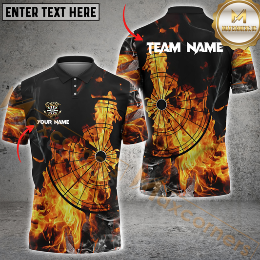Maxcorners Fire Darts Jersey Multicolor Option Personalized Name, Team Name 3D Polo Shirt