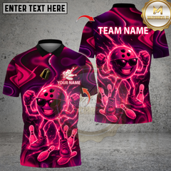 Maxcorners Bowling Thunder Strong Funny Ball Multicolor Customized Name, Team Name 3D Shirts