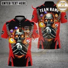 Maxcorners Billiards Ball 8 Pool Skull Fire Thunder Multicolor Customized Name, Team Name 3D Shirts