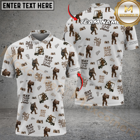 Maxcorners Golf Let's Par Bigfoot Personalized Name 3D Unisex Shirt