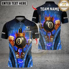 Maxcorners Billiard Flaming Crown 8 Ball With Beer Multicolor Customized Name, Team Name 3D Shirts