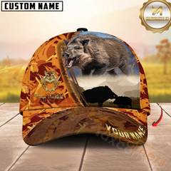 Maxcorners Hunting Forest Camo Sunset Scene Personalized Hat 3D Printed | Orange