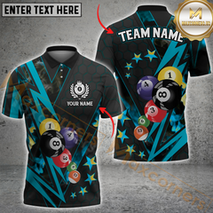 Maxcorners Pool Lightning Billiard Jersey Multicolor Option Personalized Name, Team Name 3D Polo Shirt