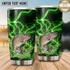 Maxcorners Fishing Tumbler Black Neon Green Thunder Design Personalized Name Tumbler (13 Species)
