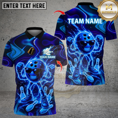 Maxcorners Bowling Thunder Strong Funny Ball Multicolor Customized Name, Team Name 3D Shirts