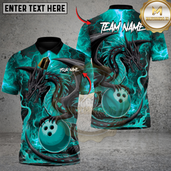 Maxcorners Bowling Hellfire Dragon Multicolor Customized Name, Team Name 3D Shirts