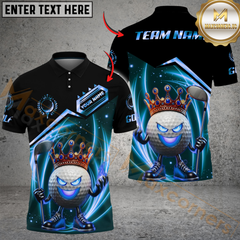 Maxcorners King of Swing Golf Polo Shirt, Customized Name & Team Name 3D Shirts (4 Colors)